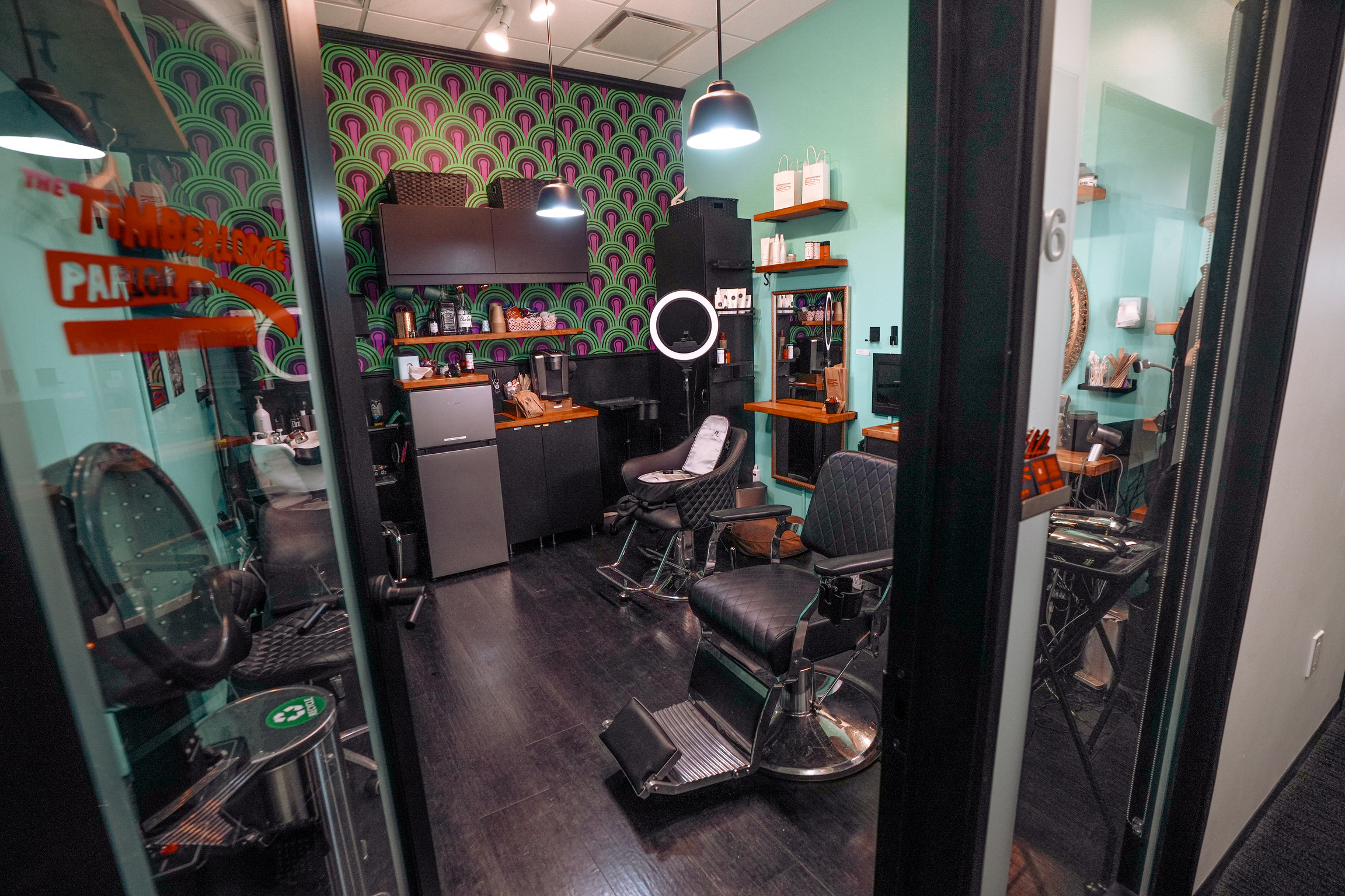 The inside of the barber shop